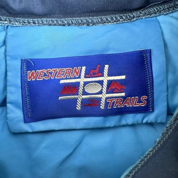 Vintage Western Trails Down Puffer Vest Men’s XL Navy Blue Full Zip - Picture 4 of 5